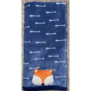 Parents Choice Navy Blue Fox Applique Baby Blanket Arrows Security Lovey 30x40"